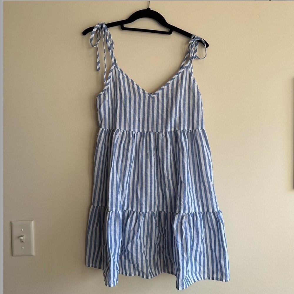 Shein sundress blue and white stripes size small